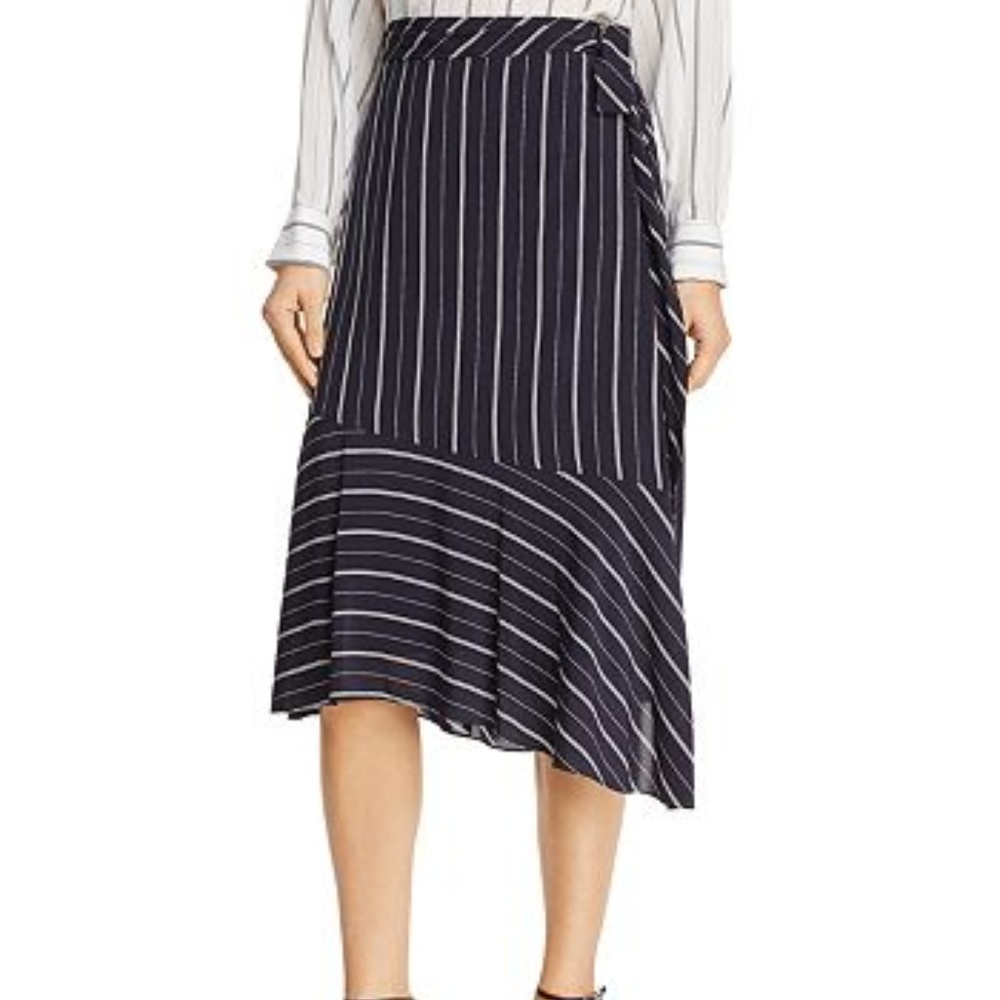 NEW JOIE Lyndyn Stripe Midi Skirt Asymmetrical 6